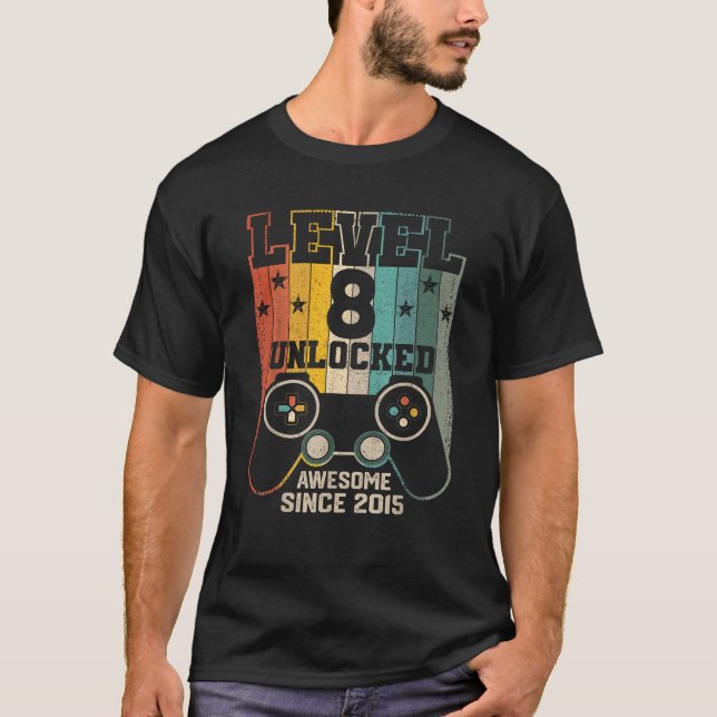 Upplåst Fantastisk 2015 Boy Video Game 8th B T Shirt (Framsida)