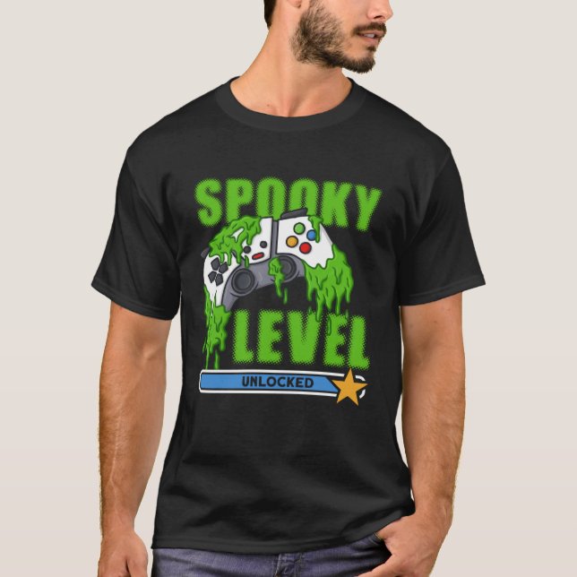 Upplåst Halloween Costume Gamer på talnivå T Shirt (Framsida)