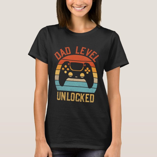 Upplåst på pappa-nivå - Spelet Älskare Gamer snart T Shirt (Framsida)