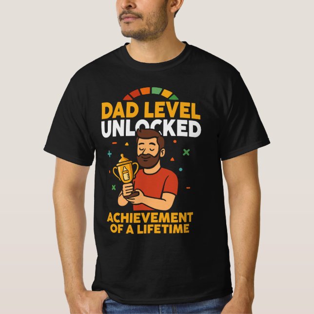 Upplåst pappa-nivå - Lustigt Far-dagsljus T Shirt (Framsida)