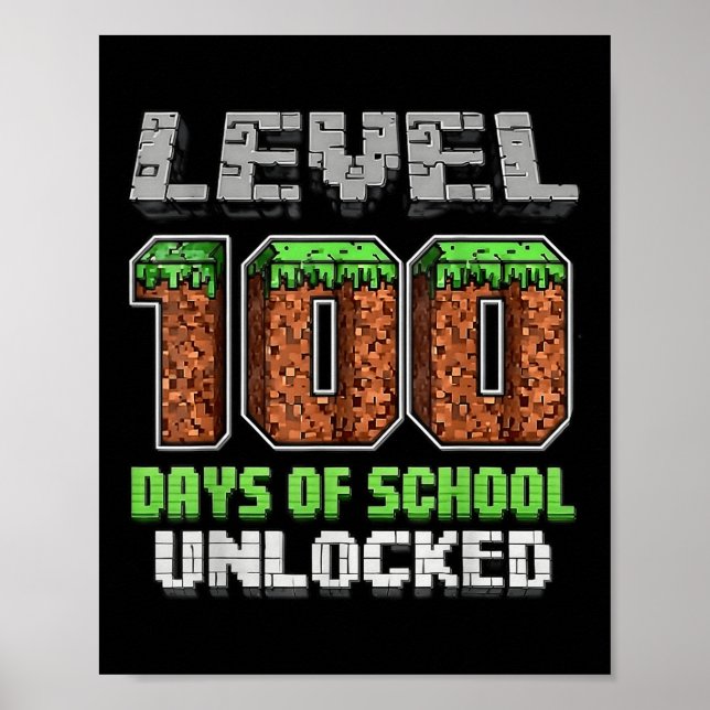 Upplåst pixelvideospel på 100 dagar i skolan poster (Framsidan)