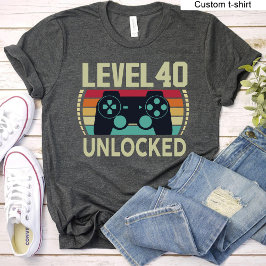 Upplåst spel för Vintage på nivå 40: 40:e födelsed T Shirt