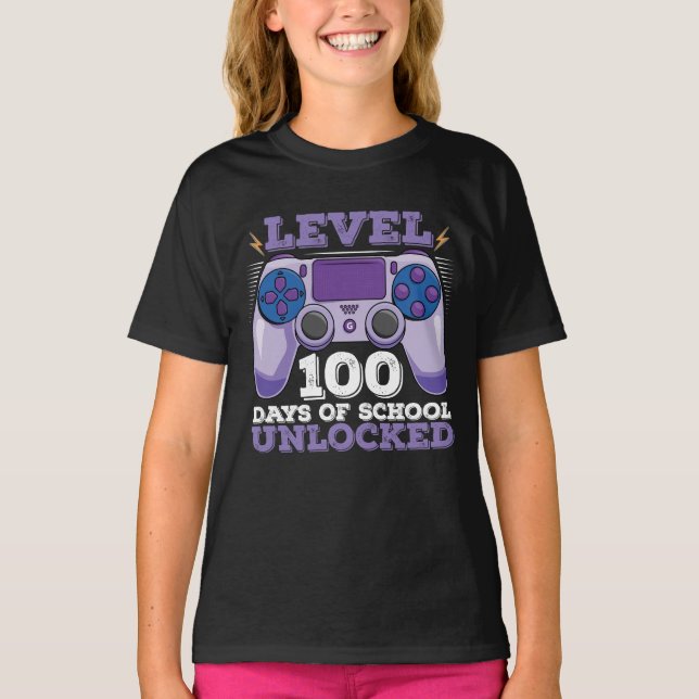 Upplåst spel i skolan i 100 dagar t shirt (Framsida)