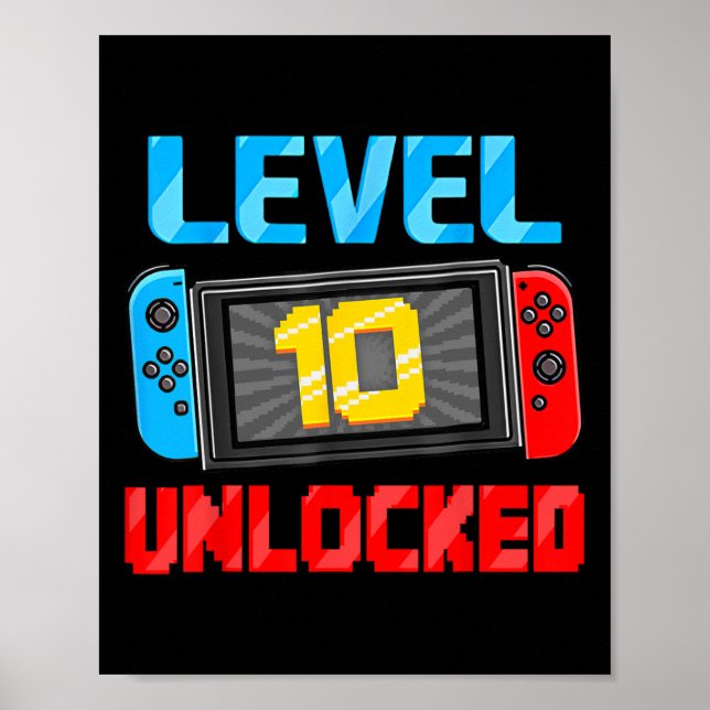 Upplåst spel på nivå 10 10:e födelsedagsvideoklipp poster (Framsidan)