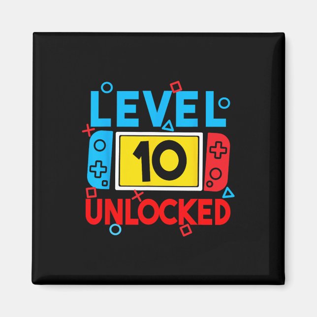 Upplåst spel på nivå 10 10:e födelsedagsvideospel  magnet (Framsidan)
