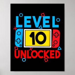 Upplåst spel på nivå 10 10:e födelsedagsvideospel poster