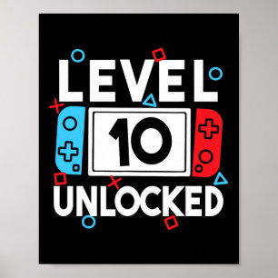 Upplåst spel på nivå 10 10:e födelsedagsvideospel poster