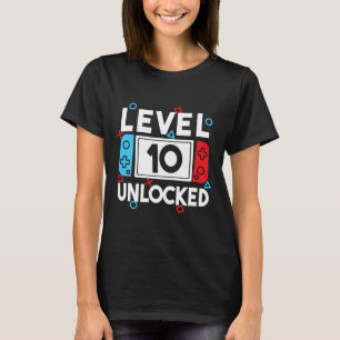 Upplåst spel på nivå 10 10:e födelsedagsvideospel t shirt