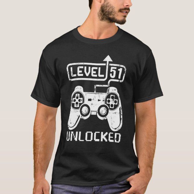 Upplåst spel på nivå 51: 51:a födelsedagsvideokamm t shirt (Framsida)