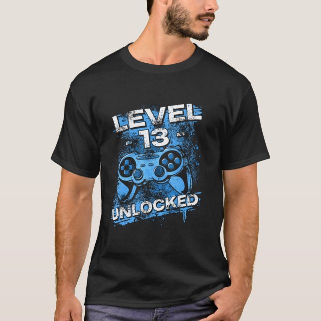 Upplåst spelspelspelare på nivå 13 t shirt (Framsida)