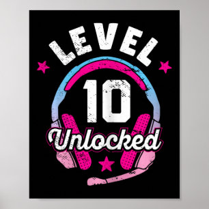 Upplåst videospel på 10:e födelsedagen Gi på flick Poster