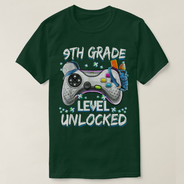 Upplåst videospel på nionde Klass-nivå Back to sch T Shirt (Design framsida)