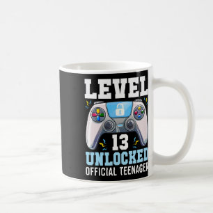 Upplåst videospel på nivå 13 13:e födelsedagsspela kaffemugg