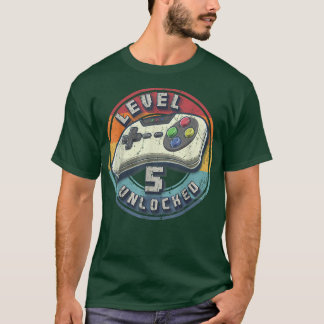 Upplåst videospel på nivå 5:e födelsedagsspelaren t shirt