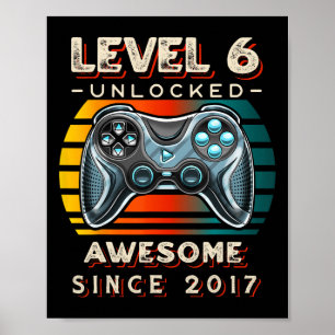 Upplåst videospel på nivå 6 sex 6e-födelsedagar 6 poster