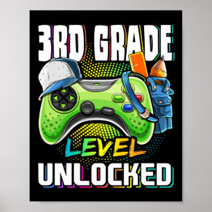 Upplåst videospel på tredje Klass-nivå Back to sch Poster