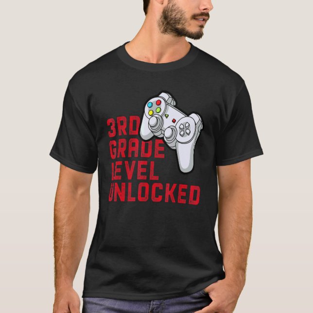 Upplåst videospel på tredje Klass-nivå Back to sch T Shirt (Framsida)