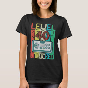 Upplåst videospelare på nivå 40 40:e födelsedagen t shirt