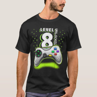 Upplåst videospelare på nivå 8:e födelsedagsspelar t shirt