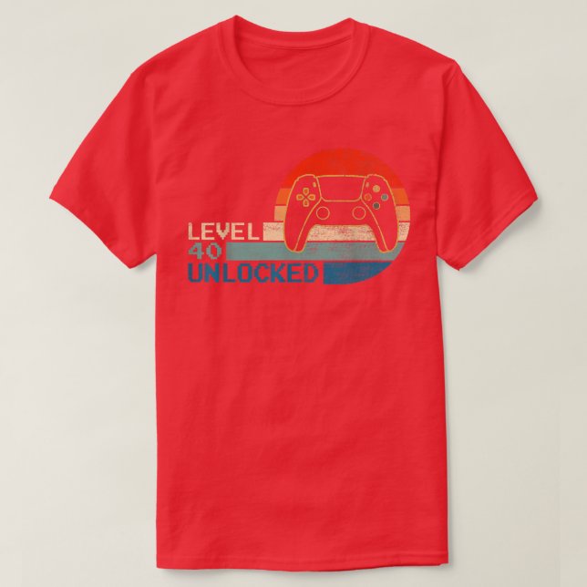 Upplåst videospelskontroll på nivå 40 födelsedag B T Shirt (Design framsida)