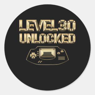 Upplåst Vintage Gamepad 30års födelsedag Gi på Runt Klistermärke