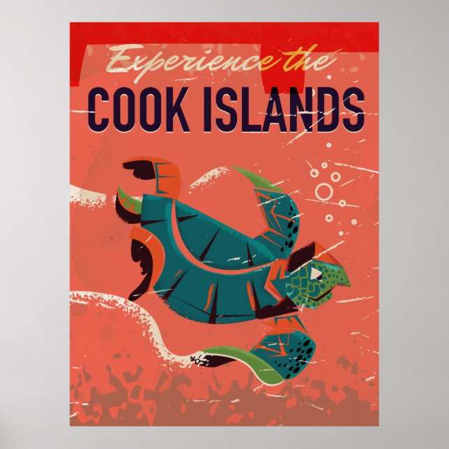 Upplev Cooköarna vintage resa affisch (Framsidan)