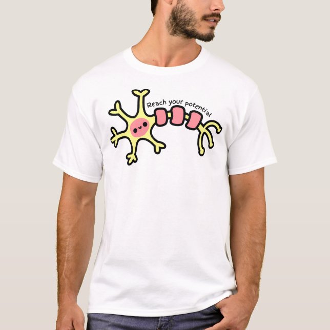 Upplev din potential - Cute Neuron - Psykologi T Shirt (Framsida)