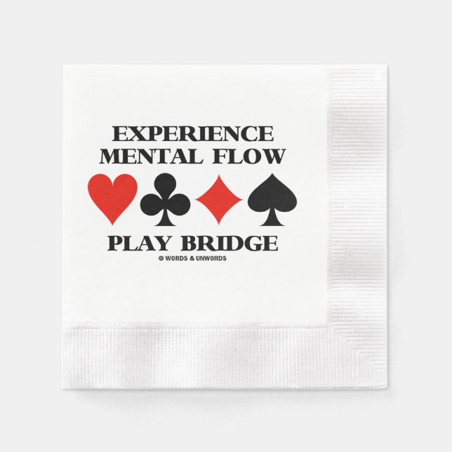 Upplev Mentalt Flöde Spela Bridge 4 Kortfärger Pappersservett (Framsidan)