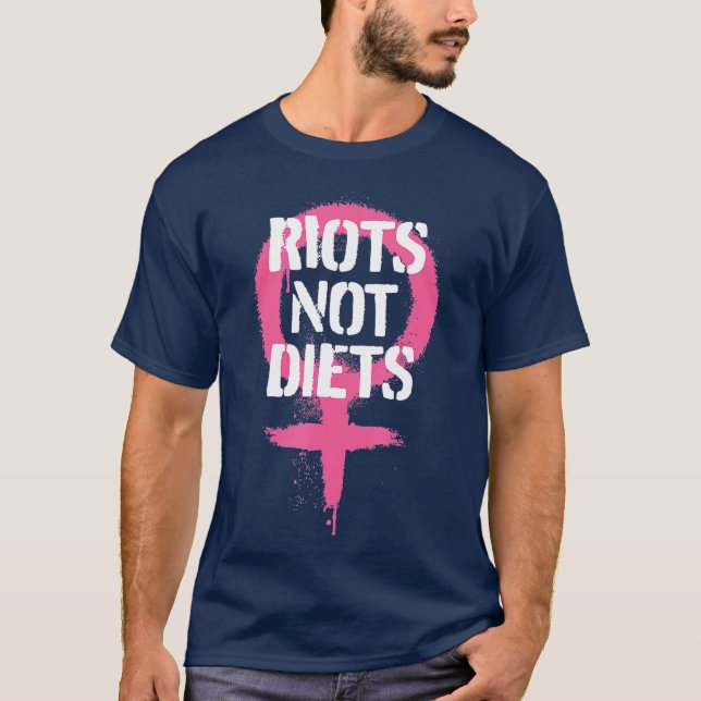 Upploppen äter inte feministisk skräpgrafik t shirt (Framsida)