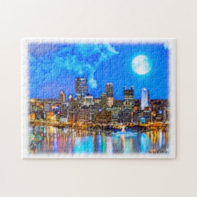 Upplys natt i Pittsburgh Puzzle Pussel (Horisontell)