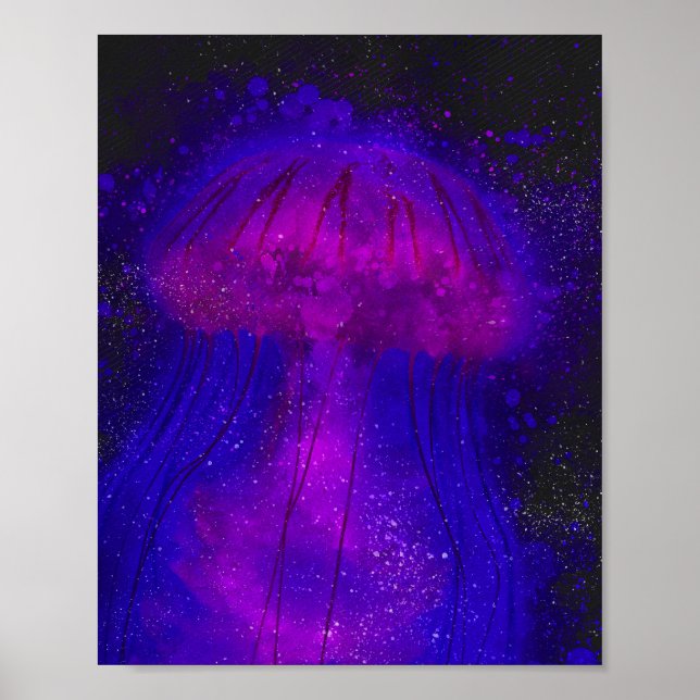 Upplysande maneter under havsytans vattenfärg poster (Framsidan)