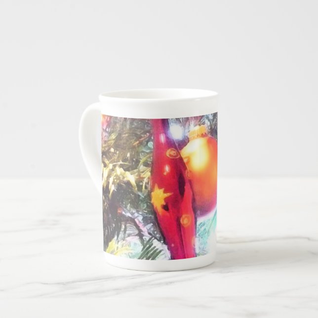 Upplysande prydnadsföremål benporslin mugg (Framsida vänster)