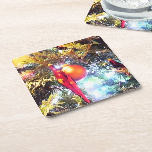 Upplysande prydnadsföremål underlägg papper kvadrat (Vinklad)