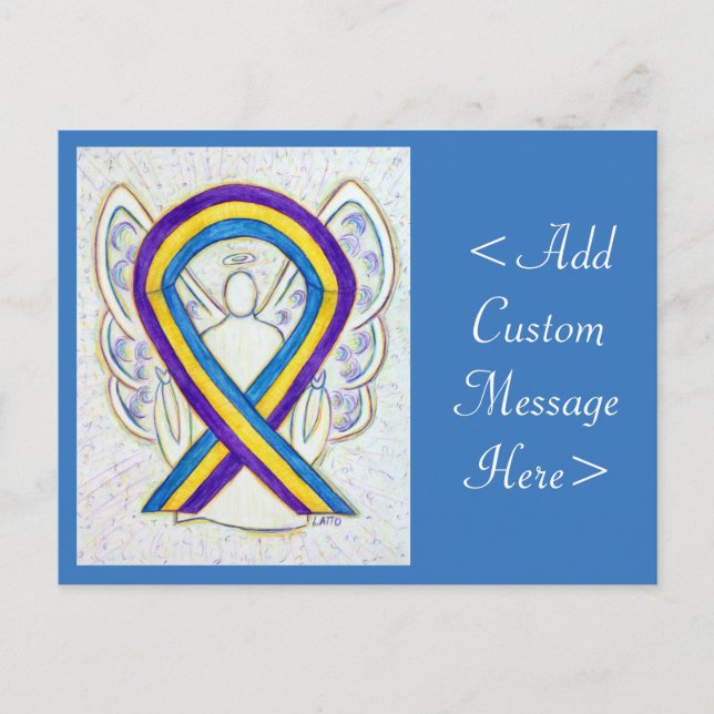 Upplysning om blåscancer Ribbon Angel Postcard Vykort (Framsida)