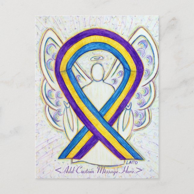 Upplysning om blåscancer Ribbon Angel Postcard Vykort (Framsida)