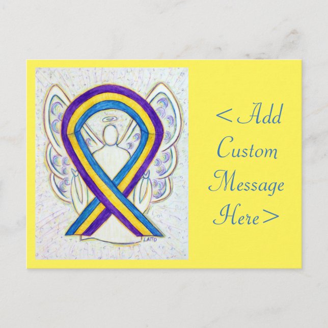 Upplysning om blåscancer Ribbon Angel Postcard Vykort (Framsida)