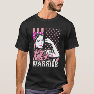 Upplysning om bröstcancer Amerikansk Flagga Warrio T Shirt