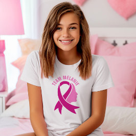 Upplysning om bröstcancer Ribbon Anpassad namntext T Shirt