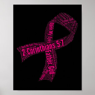 Upplysning om bröstcancer Ribbon Bible Verse Poster