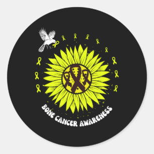 Upplysning om bröstcancer Ribbon Gult Runt Klistermärke