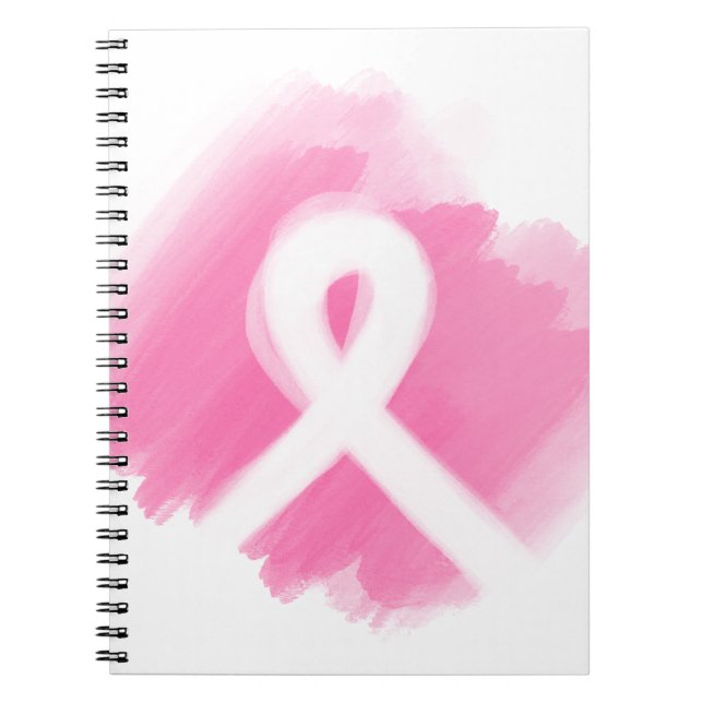 Upplysning om bröstcancer Ribbon Watercolor Anteckningsbok (Framsidan)