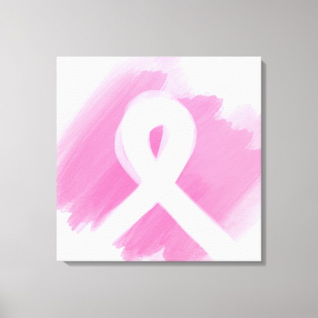 Upplysning om bröstcancer Ribbon Watercolor Canvastryck (Framsida)