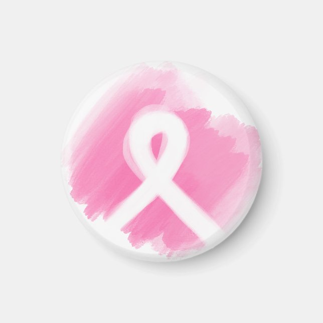 Upplysning om bröstcancer Ribbon Watercolor Magnet (Framsidan)