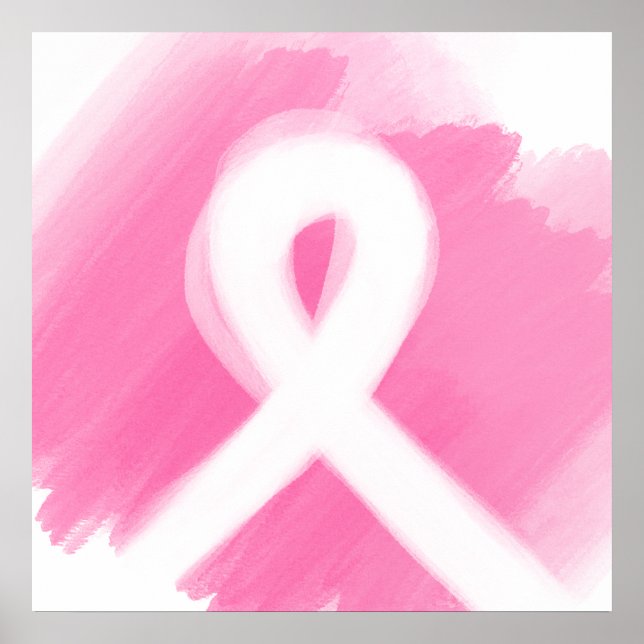 Upplysning om bröstcancer Ribbon Watercolor Poster (Framsidan)
