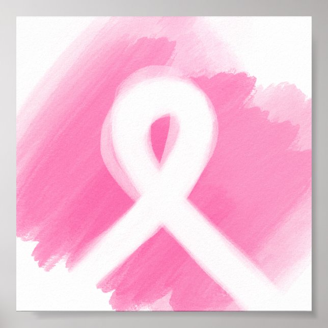 Upplysning om bröstcancer Ribbon Watercolor Poster (Framsidan)