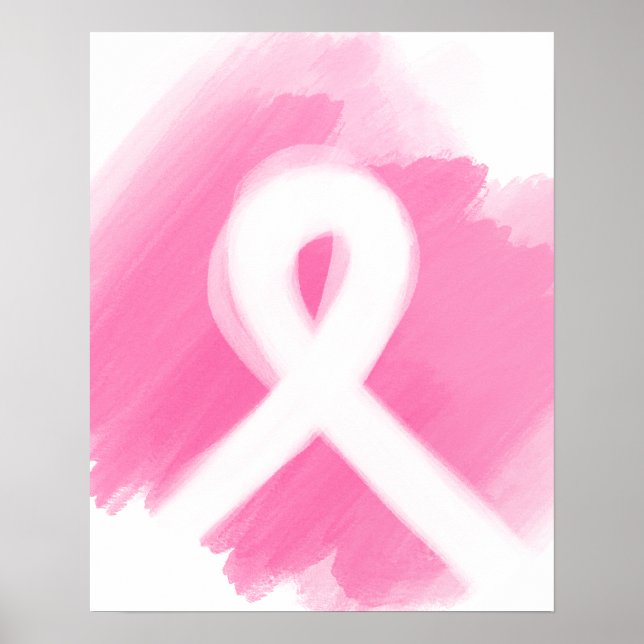 Upplysning om bröstcancer Ribbon Watercolor Poster (Framsidan)