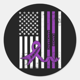 Upplysning om cancer i pankreas USA amerikanska Fl Runt Klistermärke