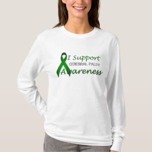 Upplysning om Cerebral Palsy Grönt Ribbon Dam LS T T-shirt