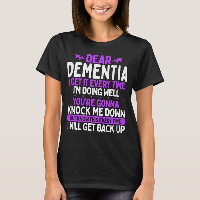 Upplysning om demens Månad Lila Alzheimers sjukdom T Shirt (Framsida)