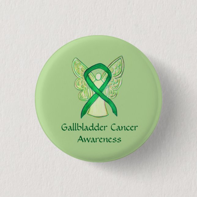 Upplysning om gallblåscancer Ribbon Angel Pin Knapp (Framsida)